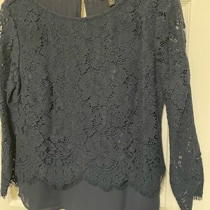 Banana Republic Lace Blouse in Deep Blue